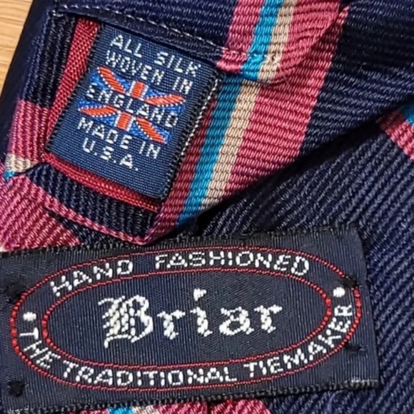 3/$25 Briar Vintage 80's Silk Navy Tie - Picture 3 of 4
